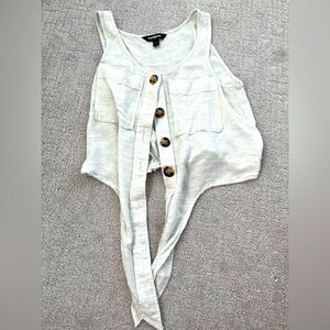 Express women’s XXS extra small button up crop tank top tie waist white